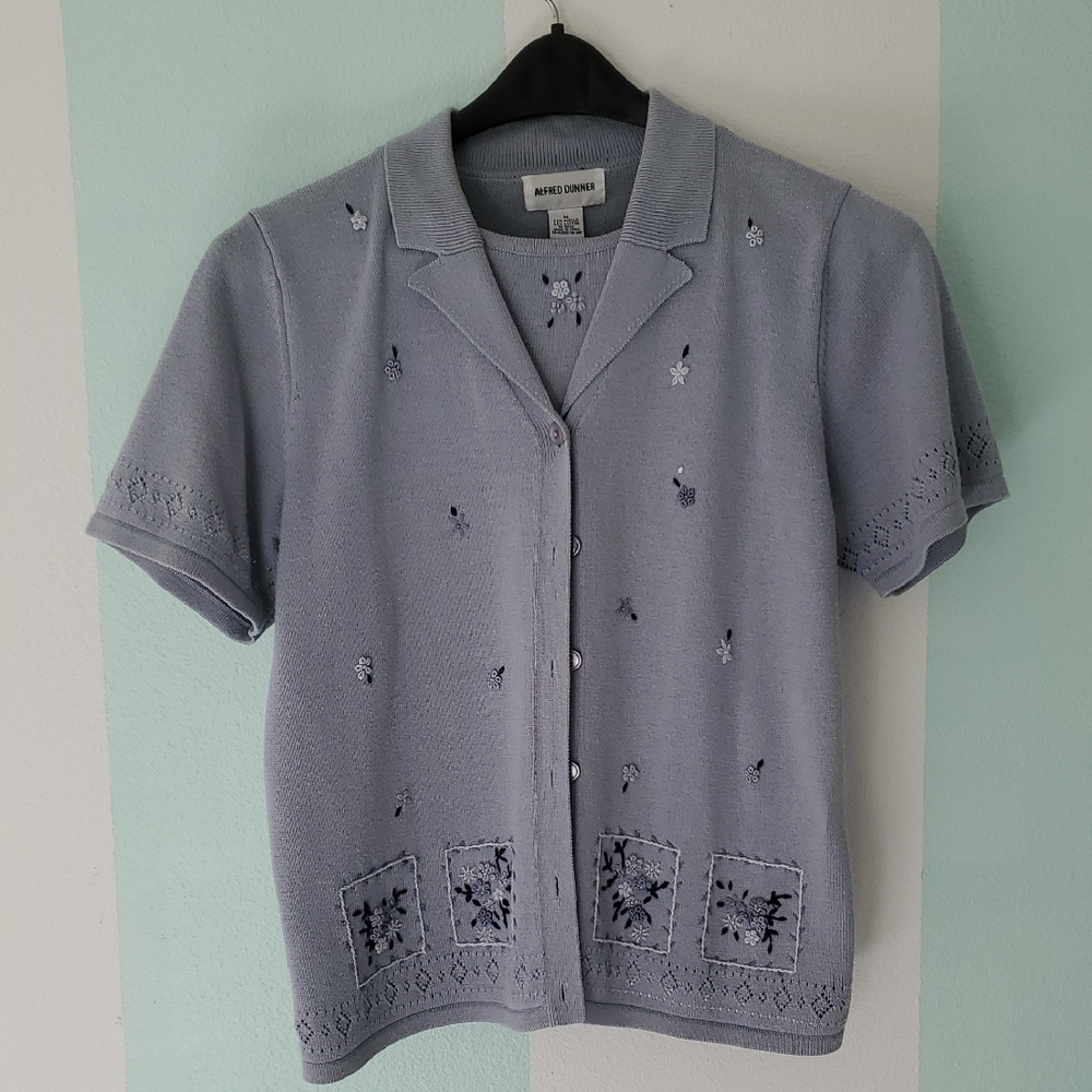 Alfred Dunner Soft Gray‎ Knit Sweater